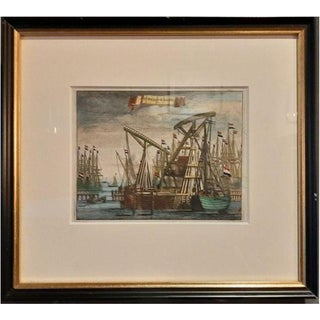 Casparus Commelin, Ship Cranes of Amsterdam, 1693, Paper For Sale