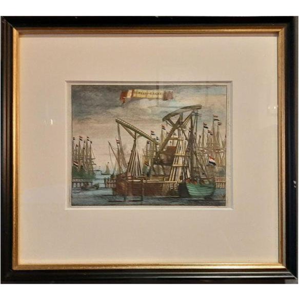 Casparus Commelin, Ship Cranes of Amsterdam, 1693, Paper For Sale