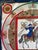 Hermès Feux d'Artifice 1999 Duchene Michel Gavroche silk scarf with a black background depicting a rider dressed in red. A...