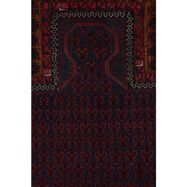 Rug & Kilim’s Baluch Tribal Rug in Navy Blue With Mihrab and Geometric Patterns For Sale In New York - Image 6 of 7