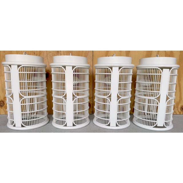 French Modern Wrought Iron White Lantern For Sale In Greensboro - Image 6 of 12