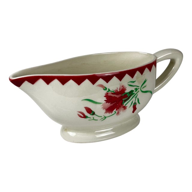 Oeillet Sauceboat from Sarreguemines, 1920 For Sale