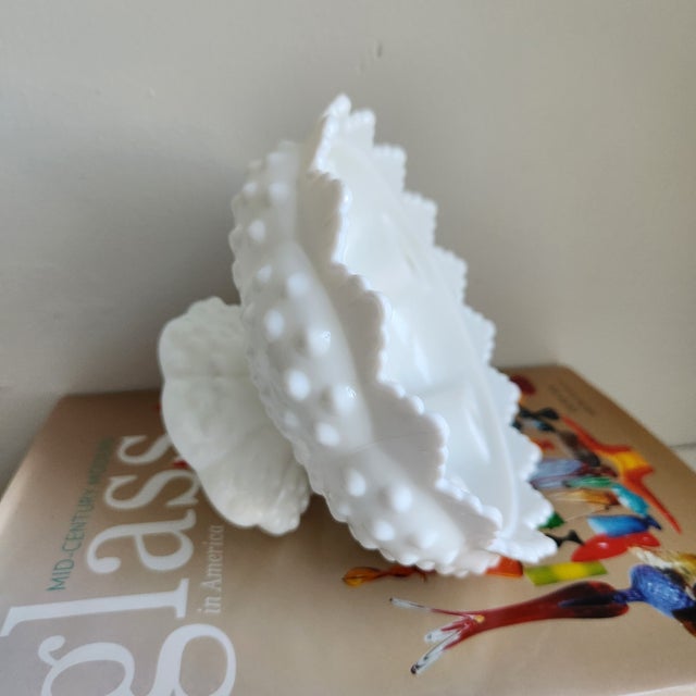 Fenton Art Glass Company Vintage Fenton Milk Glass Hobnail Pedestal Candle Holder For Sale - Image 4 of 12