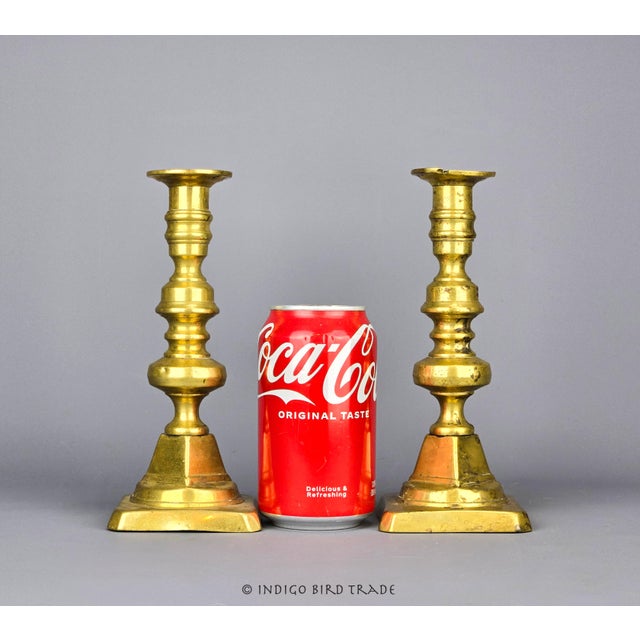 Antique English Brass Push Up Candlestick Holders, c. 1840's I have a collection of 6 antique English push-up brass candle...