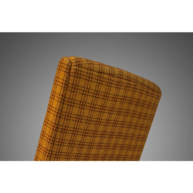 Slipper Chairs in Original Yellow Plaid Wool Fabric by Thonet, circa 1940s - Set of 4 For Sale - Image 10 of 11