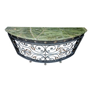 Theodore Alexander Demilune Iron & Brass Console For Sale
