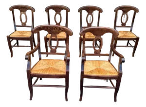 Pottery Barn Napoleon Style Italian Made Rush Seat Dining Chairs . Set of 6