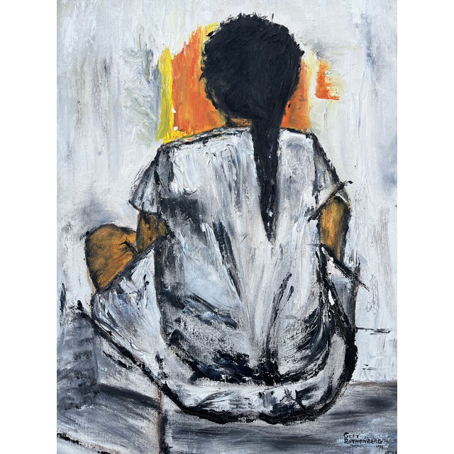 Mid Century Modern "Kristina" Wall Art Painting After Christian Bjorn Larse, Framed and Signed by the Artist For Sale - Image 9 of 10