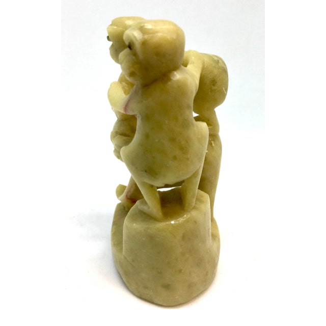 Postmodern Soapstone Miniature Carving Three Monkeys For Sale - Image 3 of 9