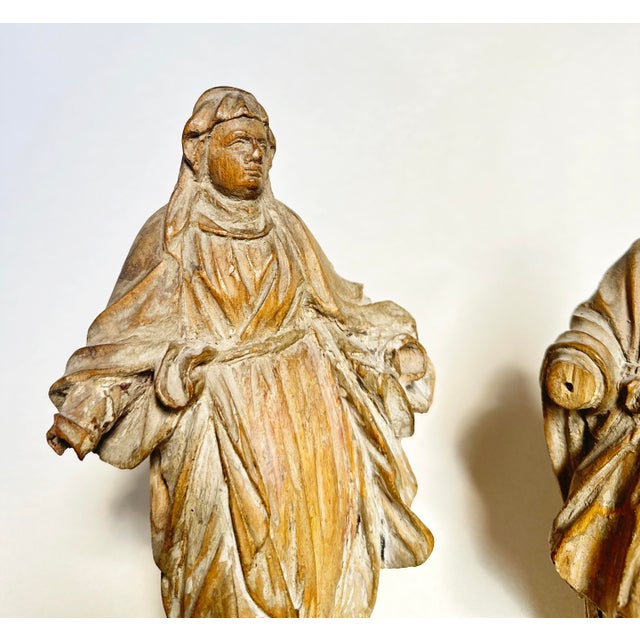 Mary, John, Attendant Figures, German, 17th Century, Carved Wood For Sale - Image 4 of 10
