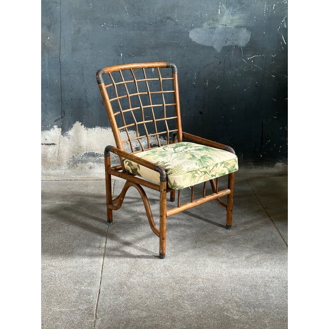 Vintage Coastal Rattan and Bronze Joint Dining Chairs For Sale - Image 4 of 10