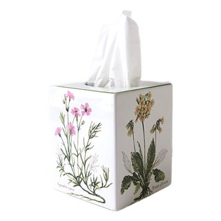 Porcelain Tissue Box Holder Cover Botanical Design For Sale
