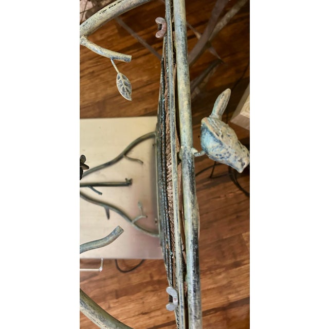 Twig Accent Table, With Twig Woven Mat, Branch-Like Metalwork, Garden Table Adorned With Metal Birds and Leaves, 1970’s For Sale - Image 11 of 12