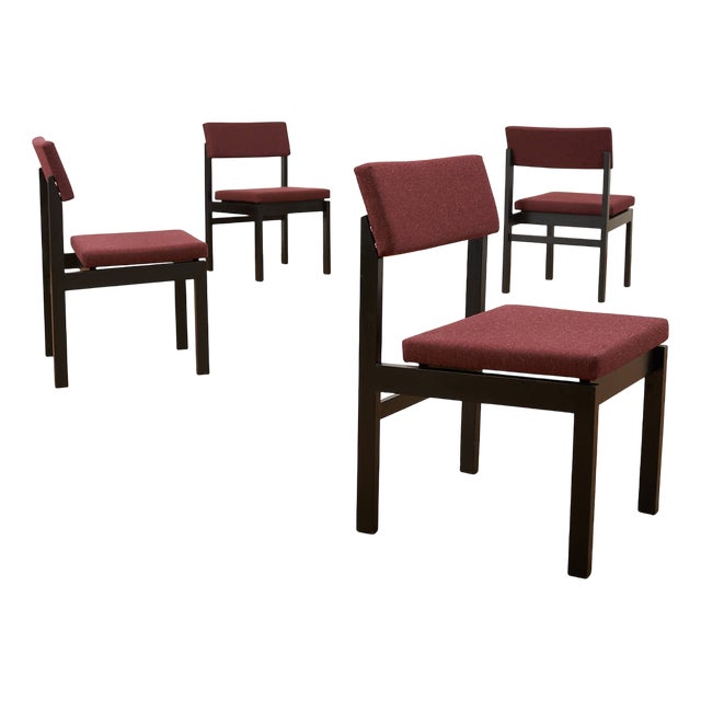 Model 3100 Chairs in Black Lacquered Wood by Willy Guhl for Dietiker, 1959, Set of 4 For Sale