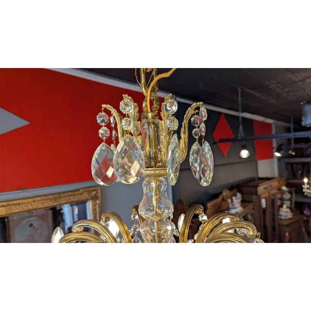 Early 20th Century Early 20th Century Large Brass Chandelier For Sale - Image 5 of 12