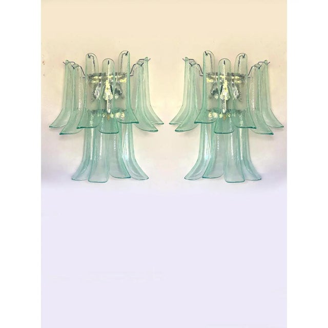 Italian Murano Glass Selle Sconces with Green Water Hue by Simoeng, Set of 2 For Sale - Image 4 of 13