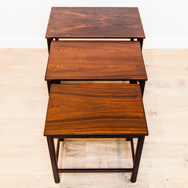 1970s Restored Danish Mid Century Modern Rosewood Nesting Tables For Sale - Image 11 of 12