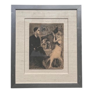 French Pochoir Lithograph "La Maison Des Dames Seules" by Jean Auscher, Circa 1925 For Sale