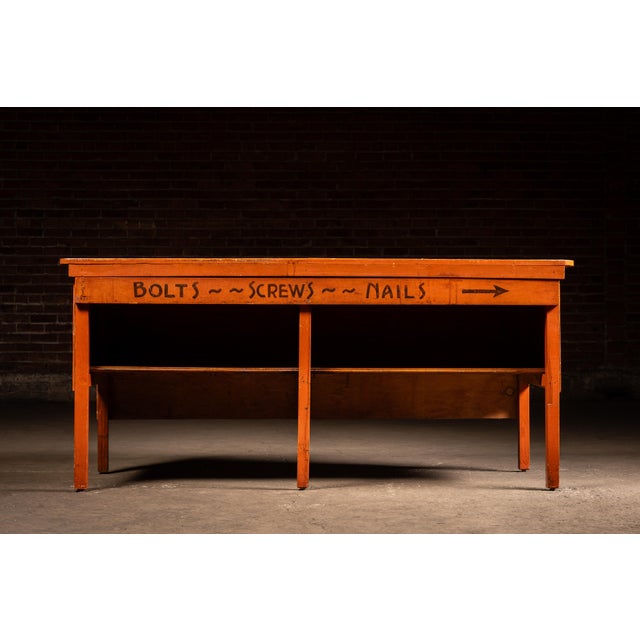 Vintage Industrial Hardware Store Counter For Sale - Image 4 of 11