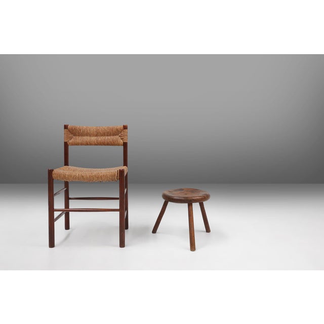 France / 1900 / stool / wood / rustic / mid-century / french provincial Mid-Century wooden French tripod stool, made...