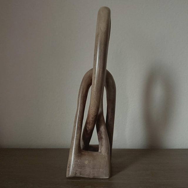 Late 20th Century Hand Carved Soapstone Love Knot Sculpture For Sale - Image 4 of 4