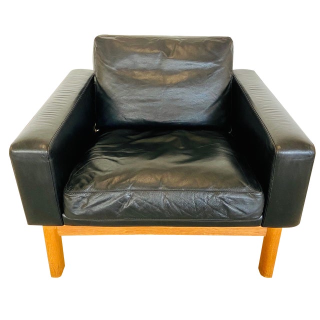 Mid-Century Leather and Oak Club Chair by Poul M. Volther, 1960s For Sale