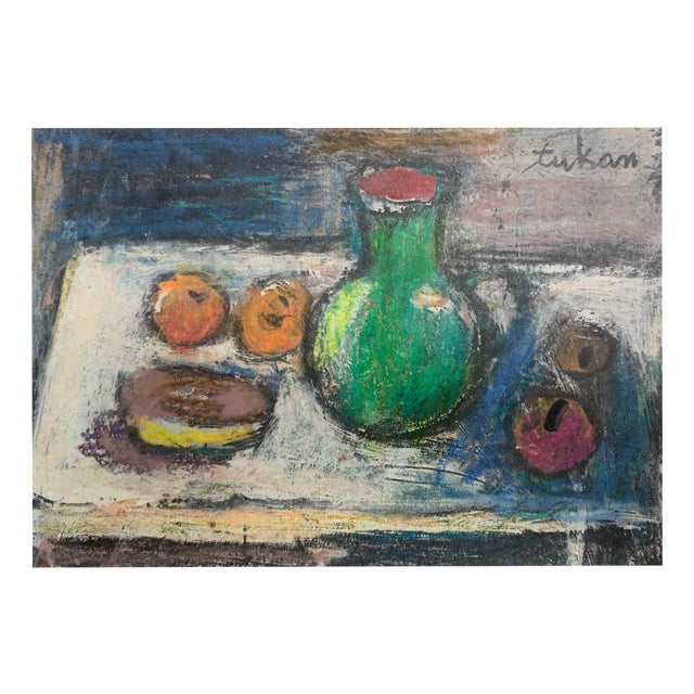 Eugeniusz Tukan-Wolski, Still Life with a Green Pitcher, Mixed Media on Paper For Sale