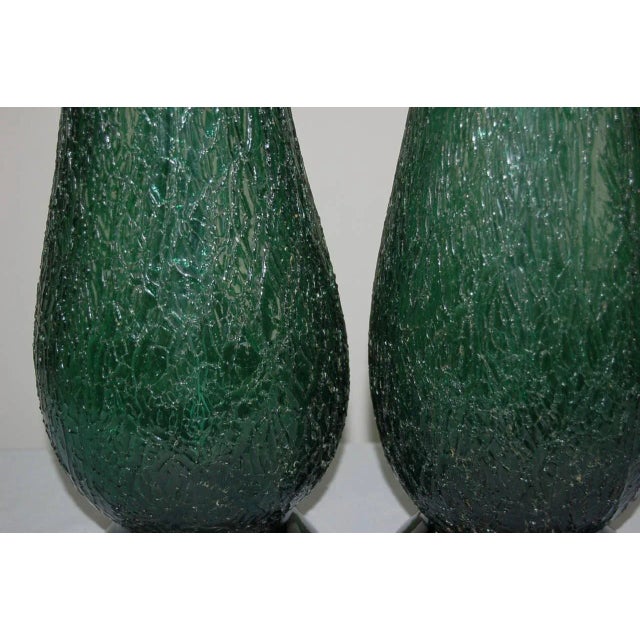 Vintage Murano Glass Craquelure Lamps Green For Sale In Atlanta - Image 6 of 9