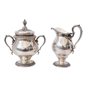 St James Pair Silver Plate Creamer & Sugar/Large