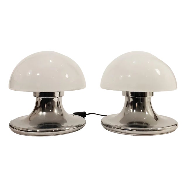 Italian Mushroom Table Lamps, 1970s, Set of 2 For Sale