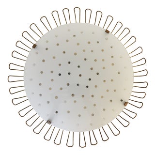 Sunflower Flush Mount Sconce in Glass and Brass by Karl Walther for Kaiser Leuchten, Germany, 1950s For Sale