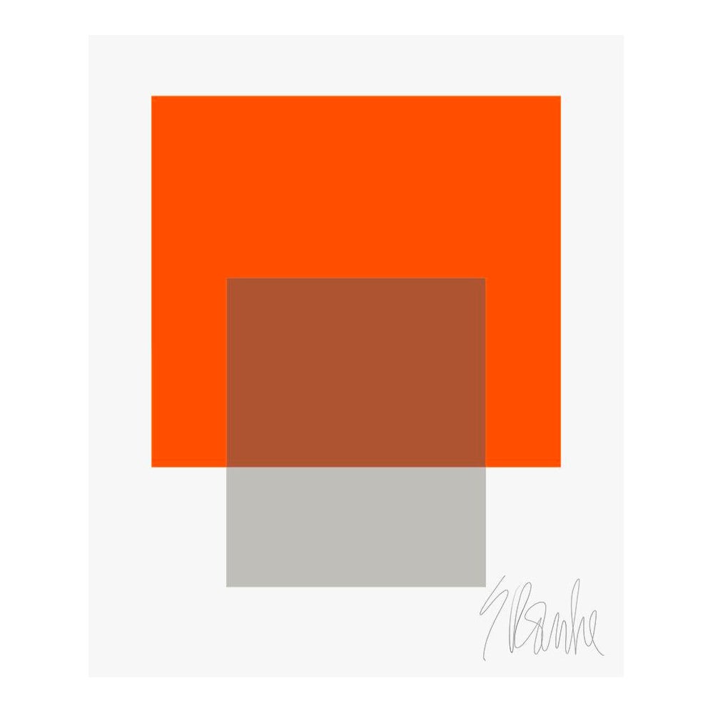 The Interaction of Orange and Gray Fine Art Print 25" X 30" by Liz