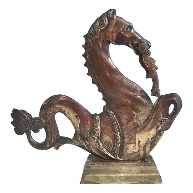 Vintage Brass Seahorse, 1920s For Sale