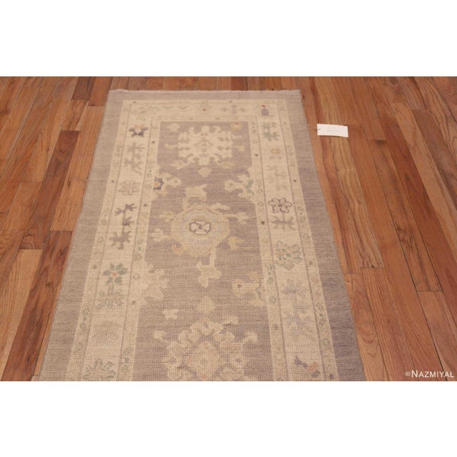 A Warm and Cozy Soft Neutral Grey Pastel Color Tribal Geometric Modern Turkish Oushak Design Hallway Runner Rug, Country...