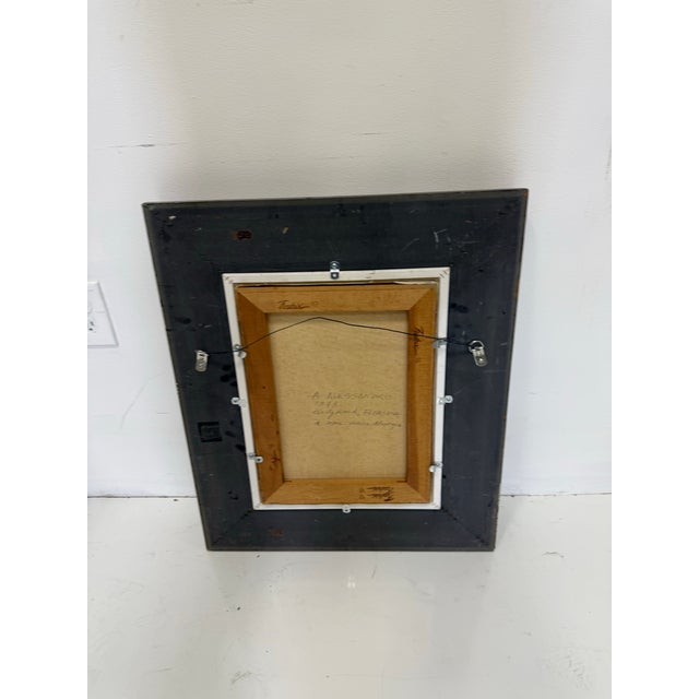 Red 1978's Modernist O/C Painting of a Flower Pot Signed Alessandro For Sale - Image 8 of 9