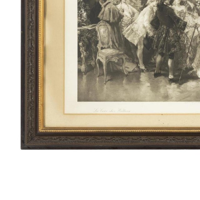 Vincente de Paredes, Royal Visitors in Watteaus Studio, 19th Century, Engraving on Paper, Framed For Sale - Image 3 of 6
