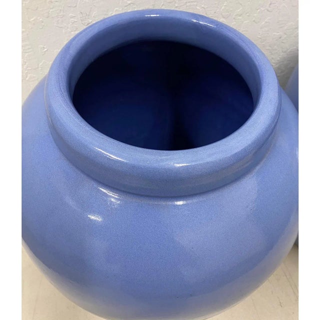 Pair of Cornflower Blue Oil Storage Jars C.1930 For Sale In San Francisco - Image 6 of 7