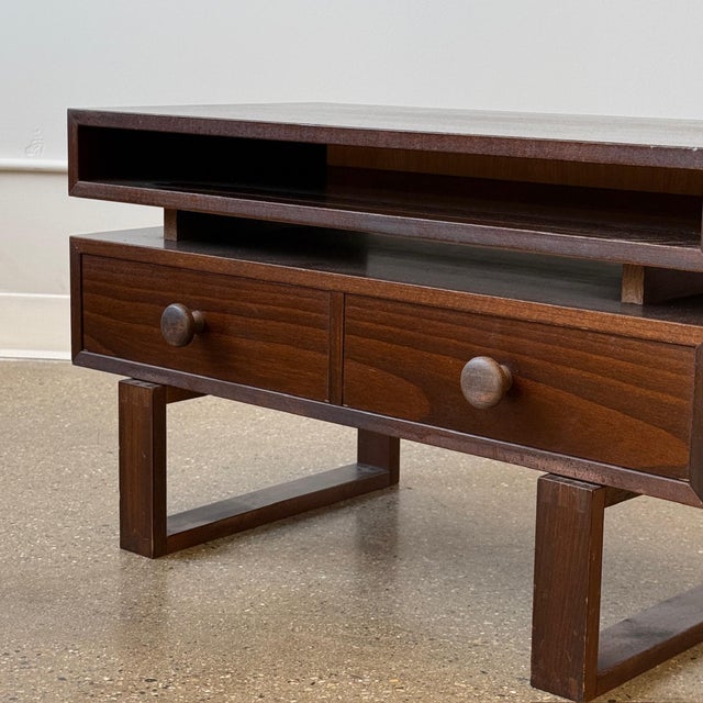 Mid-Century Modern 1970s Danish Beech Low Floating Console For Sale - Image 3 of 6