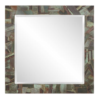 Handcrafted Copper Collage Art Wall Mirror For Sale