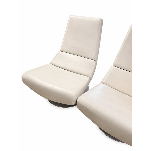 White Mid Century Swivel Lounge Chair Set For Sale - Image 8 of 8