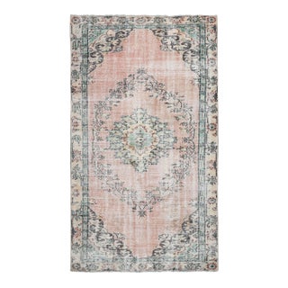 1970s Vintage Turkish Oushak Handmade Wool Cotton Orange Area Rug For Sale