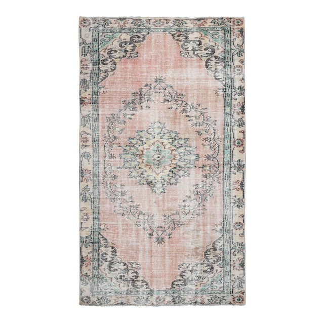 1970s Vintage Turkish Oushak Handmade Wool Cotton Orange Area Rug For Sale