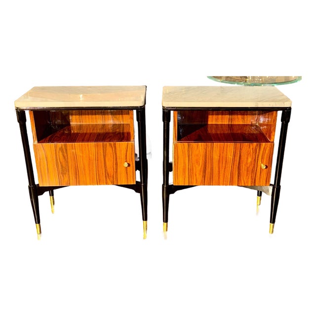 Pair of Italian Art Deco Style Palisander Side Tables For Sale