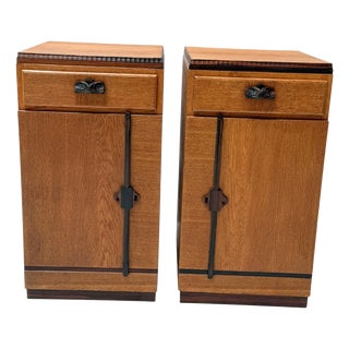 Art Deco Nightstands Oak and Ebony by Fa. S. Speelman, 1920s, Set of 2 For Sale