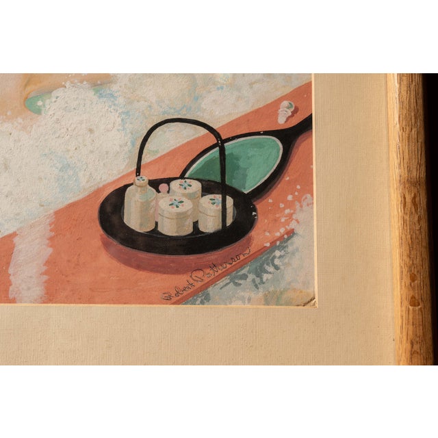 Pop Art 1950s Robert Patterson Original Framed Patterson Pin-Up Girl in Bath Painting; Signed For Sale - Image 3 of 4