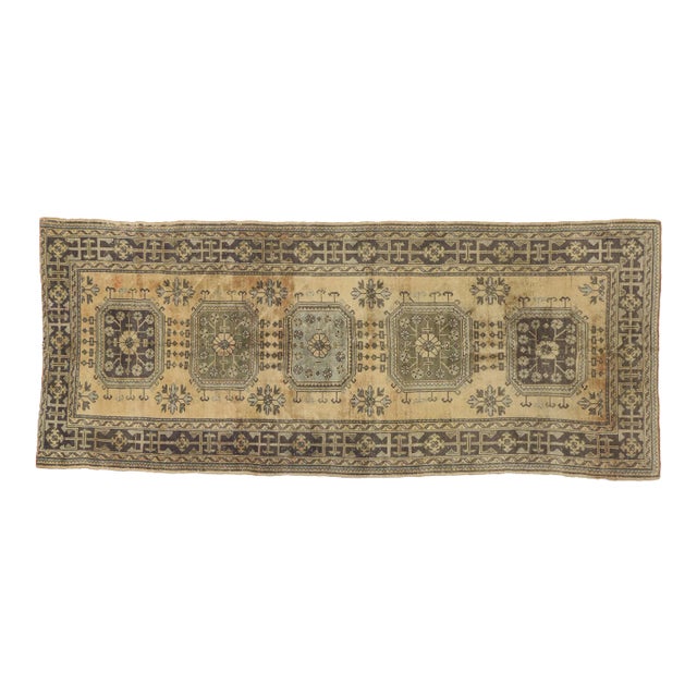Vintage Turkish Oushak Hallway Runner - 04'09 X 11'04 For Sale