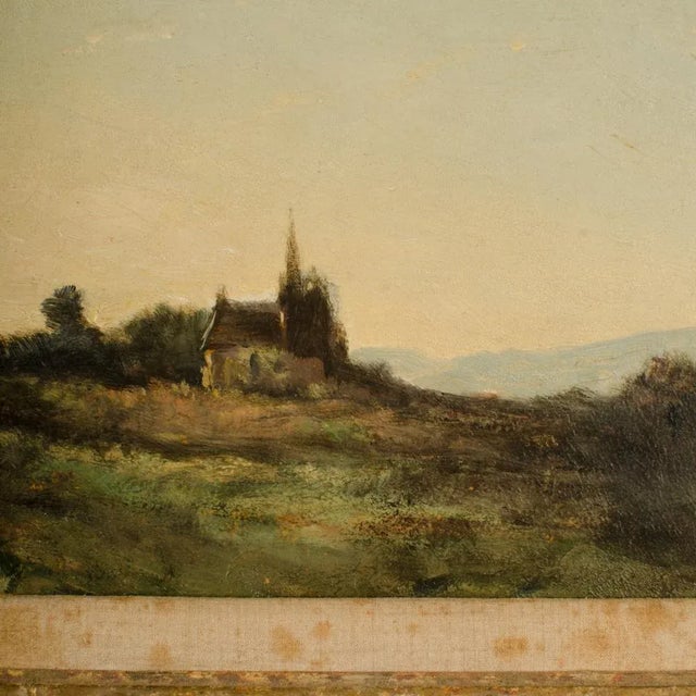 Henri-Joseph Harpignies (French 1819-1916) "Lonely Church" Oil on Canvas Signed and Dated '11 For Sale - Image 4 of 10