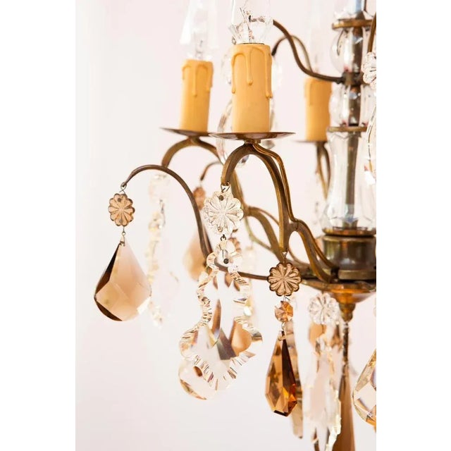 Swedish Spider Lamp in Brass and Crystals, 1960s For Sale - Image 3 of 10