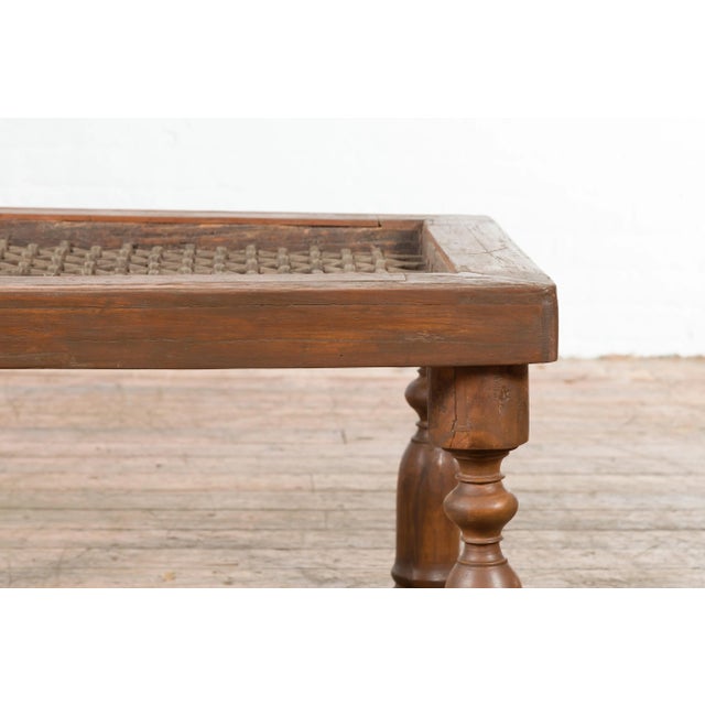 Antique Indian Window Grate Made into a Coffee Table with Turned Baluster Legs For Sale - Image 10 of 13