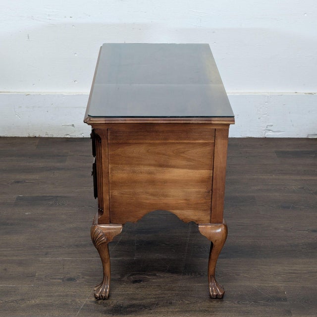1970s Chippendale Style Lowboy Chest With Brass Hardware For Sale - Image 5 of 10